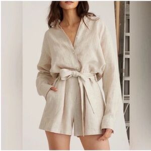 NWT Marissa Webb Rowan Linen Button Down Romper